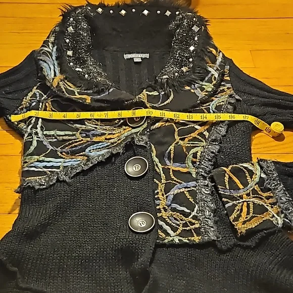 Roz & Ali Boho PM Black Asymmetric Cardigan - Picture 7 of 16